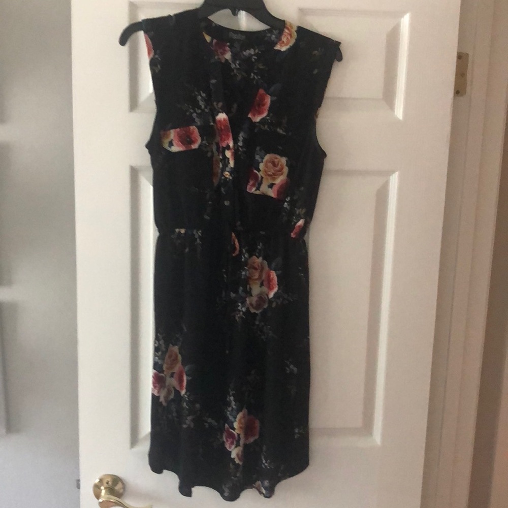 Black floral dress (size S)